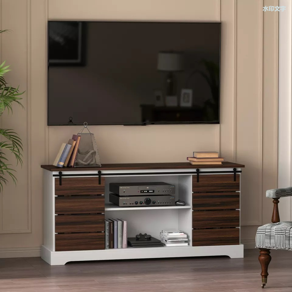 黑色优质新设计现代客厅电视柜设计家具储物电视柜带抽屉