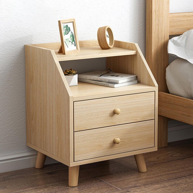 北欧设计现代实木豪华床头柜床头柜边桌带2抽屉